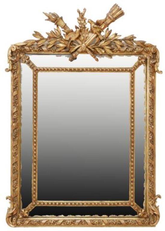 Appraisal: French Louis XVI style giltwood parclose mirror th c having