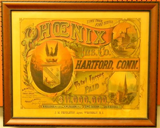 Appraisal: Major and Knapp lithograph advertisement for the Phoenix Insurance Hartford