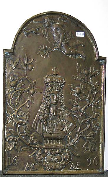 Appraisal: A Baroque style brass repouss panel of William III of