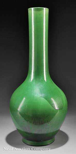 Appraisal: A Monumental Chinese Green Glazed Pottery Bottle Vase probably th