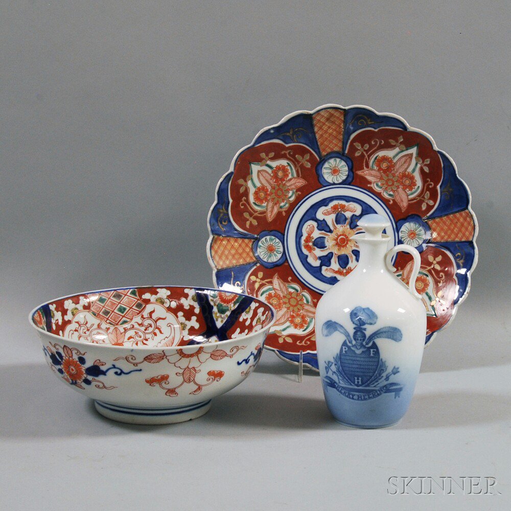 Appraisal: Three Porcelain Items China th century Imari bowl and dish