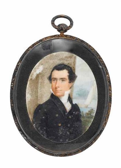 Appraisal: American School th century miniature portrait of lt stephen decatur