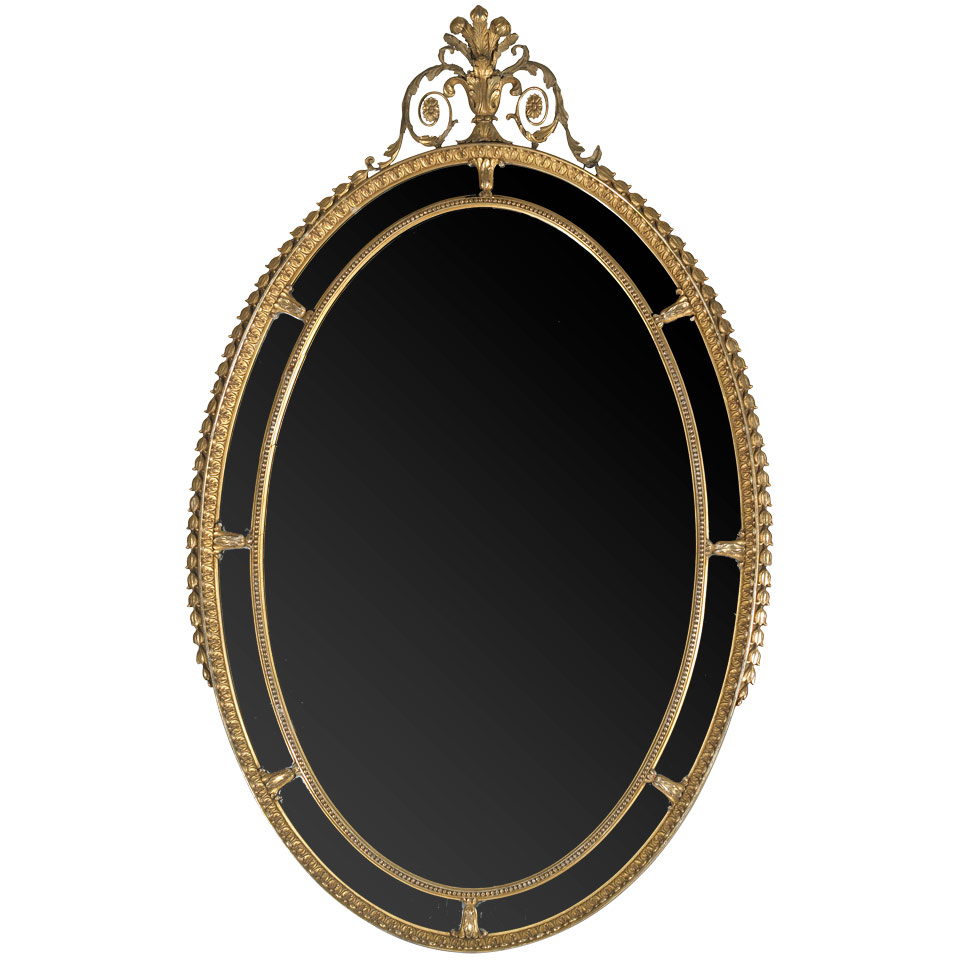 Appraisal: Oval Giltwood Framed Wall Mirror in the Adam manner th