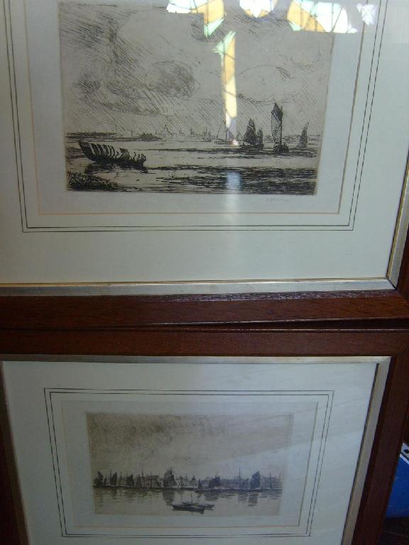 Appraisal: A pair of early th century sepia etchings of coastal