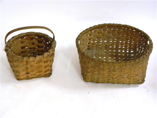 Appraisal: Two splint woven baskets one double carrying '' h x