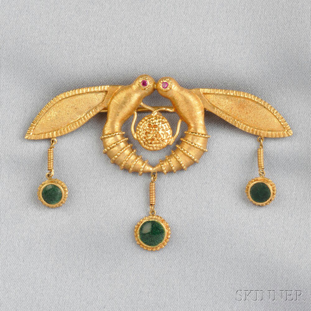 Appraisal: kt Gold and Enamel Brooch Lalaounis designed as two insects