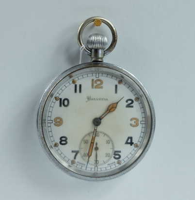 Appraisal: Helvetia Military pocket watch white dial marked to the back