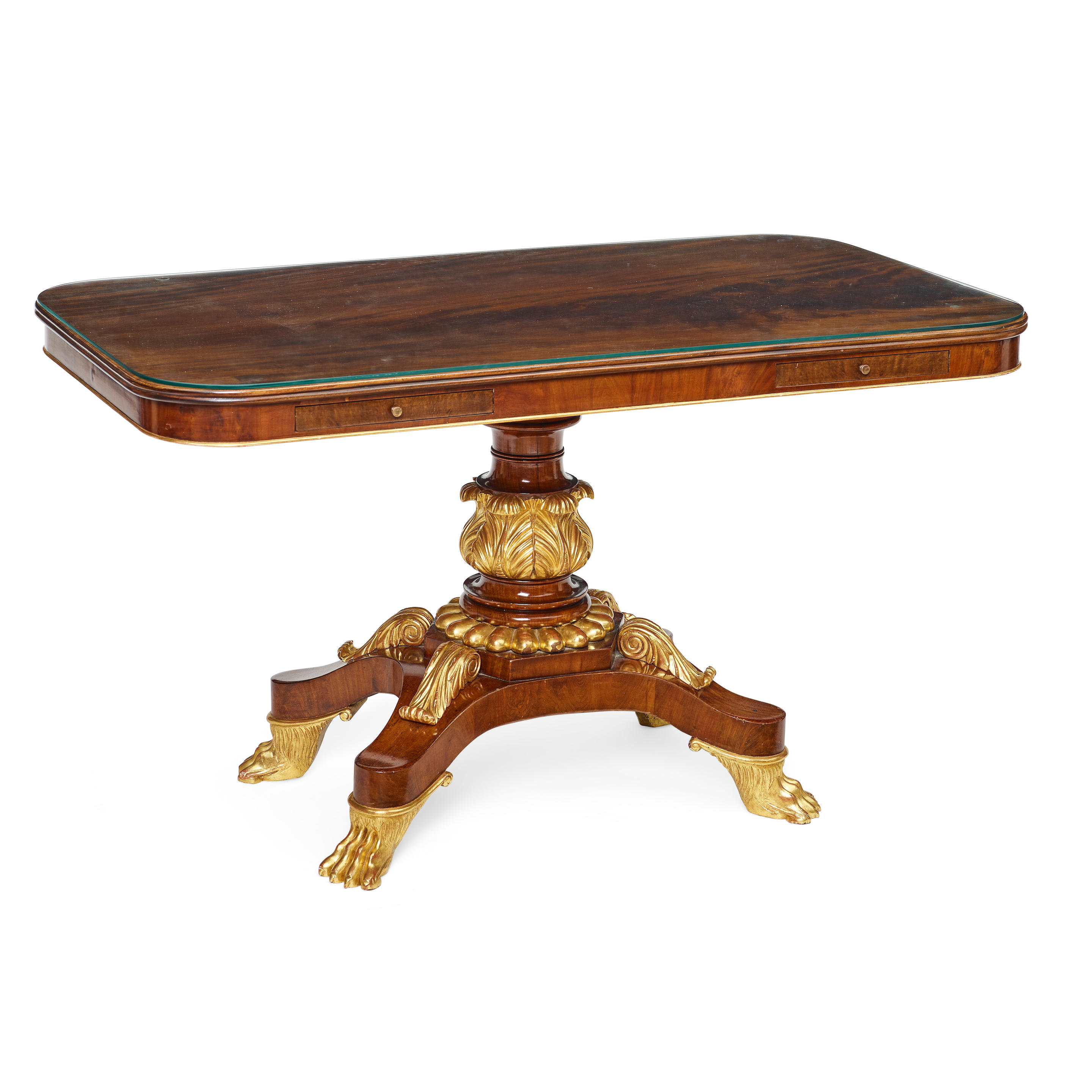 Appraisal: A CONTINENTAL NEOCLASSICAL STYLE PARCEL GILT MAHOGANY CENTER TABLE With