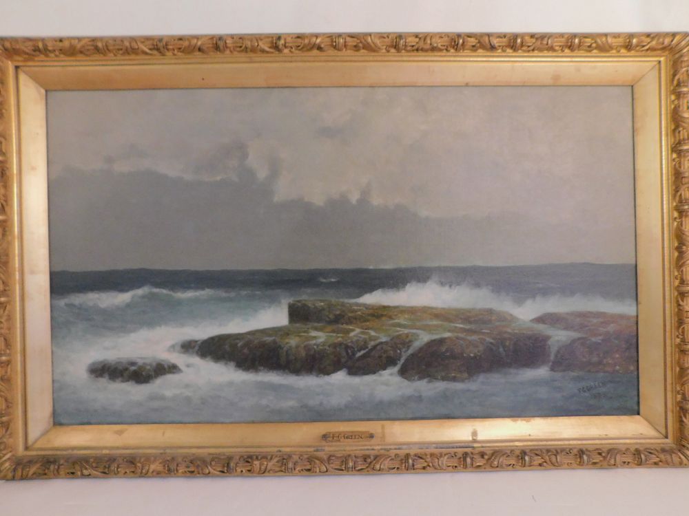 Appraisal: FG GREEN NEWPORT SEASCAPE PAINTING Antique oil on canvas seascape