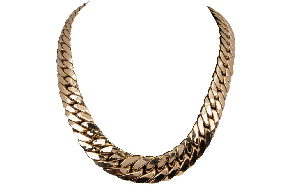 Appraisal: ITALIAN KARAT GOLD CURB-LINK NECKLACE grams Provenance The Estate of