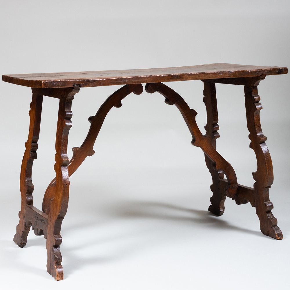 Appraisal: Italian Baroque Walnut Trestle Table x x in Condition In