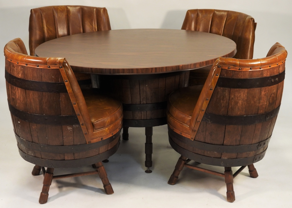 Appraisal: PC SCHUBERT INDUSTRIES BARREL DINING ROOM SET Ohio th CenturyIncludes