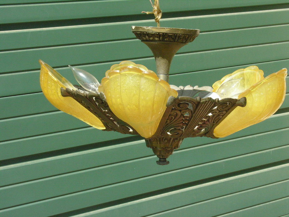 Appraisal: ART DECO CEILING LIGHT Circa 's Size by diameter