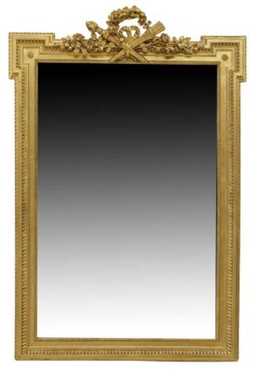 Appraisal: French Louis XVI style giltwood mirror th c crest with