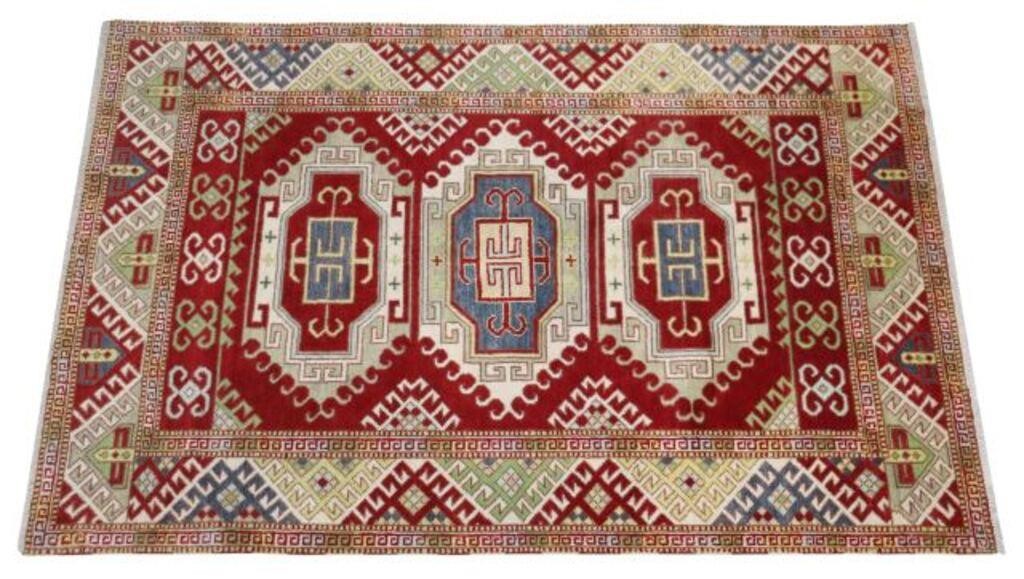 Appraisal: HAND-TIED KAZAK RUG INDIA ' X ' Hand-tied Kazak rug