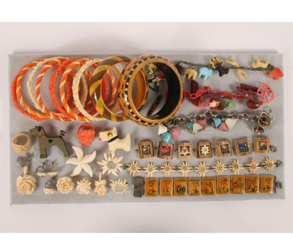 Appraisal: Large lot of vintage costume jewelry including celluloid enameled metal