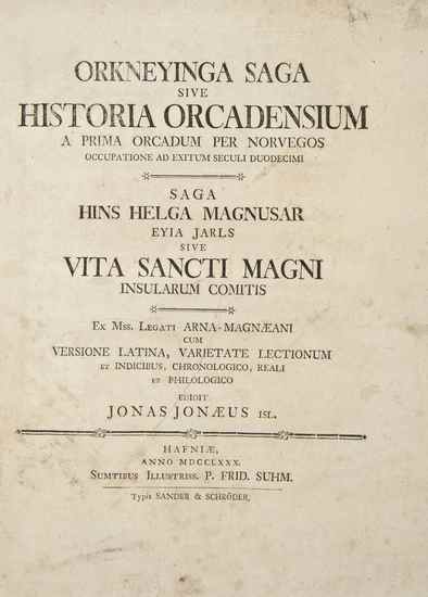 Appraisal: Saga - Orkneyinga Saga sive Historia Orcadensium edited by Jonas