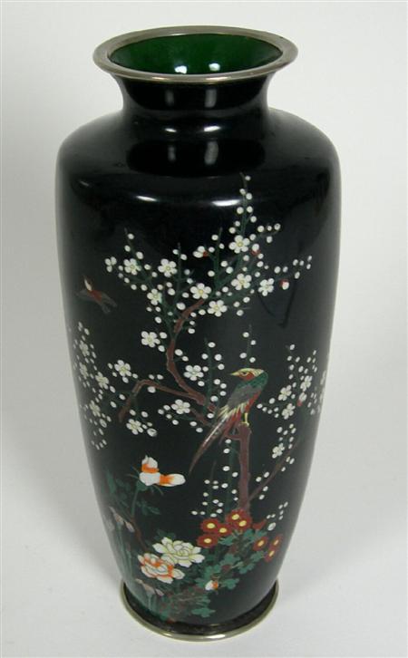 Appraisal: JAPANESE CLOISONNE VASE MEIJI PERIOD decorated with a pheasant on