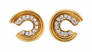 Appraisal: A Pair of Karat Yellow Gold and Diamond Earclips dwts