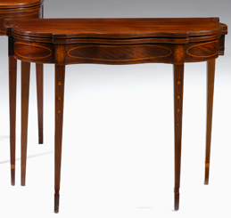 Appraisal: Federal inlaid mahogany card table possibly william whitehead new york