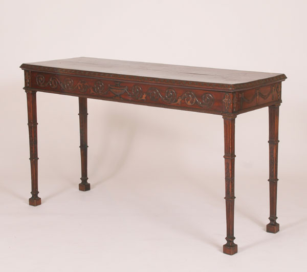 Appraisal: Regency style hall entry table rigid architectural styling with hand