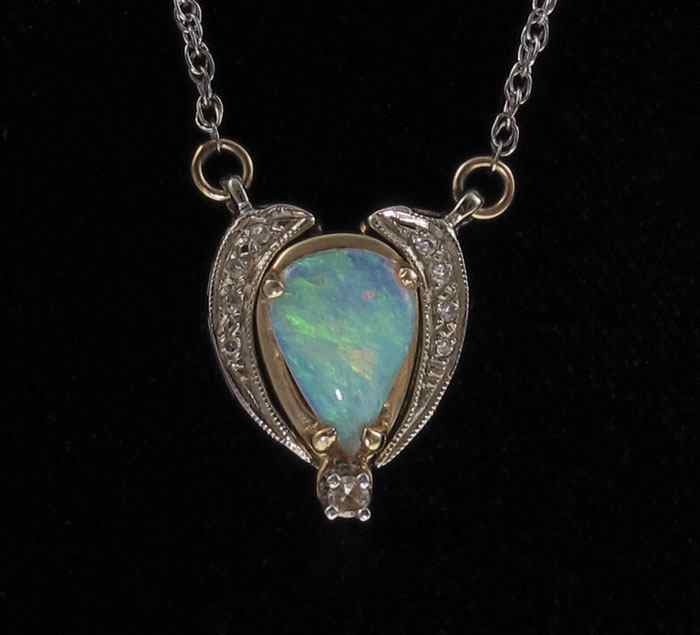 Appraisal: K OPAL DIAMOND METAMORPHIC NECKLACE K yellow and white gold