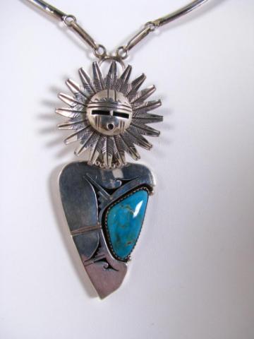 Appraisal: Beautiful Native American Sterling Silver ''Sun Face'' Kachina Pendant or