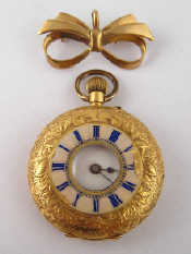 Appraisal: An carat gold cased half hunter fob watch metal dust