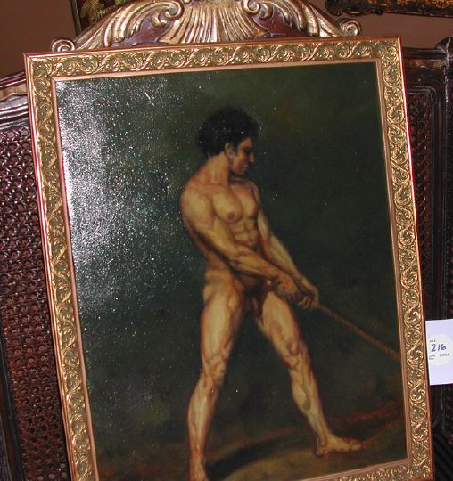 Appraisal: Continental School th Century Male Nude oil on canvas -