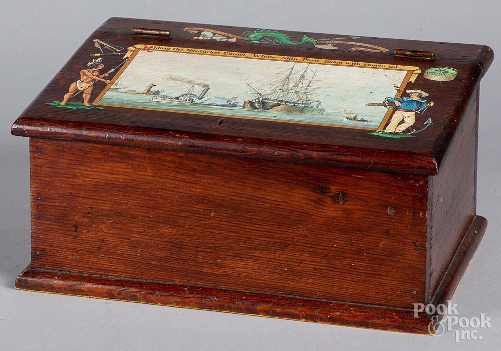 Appraisal: New England painted nautical ships desk box New England painted