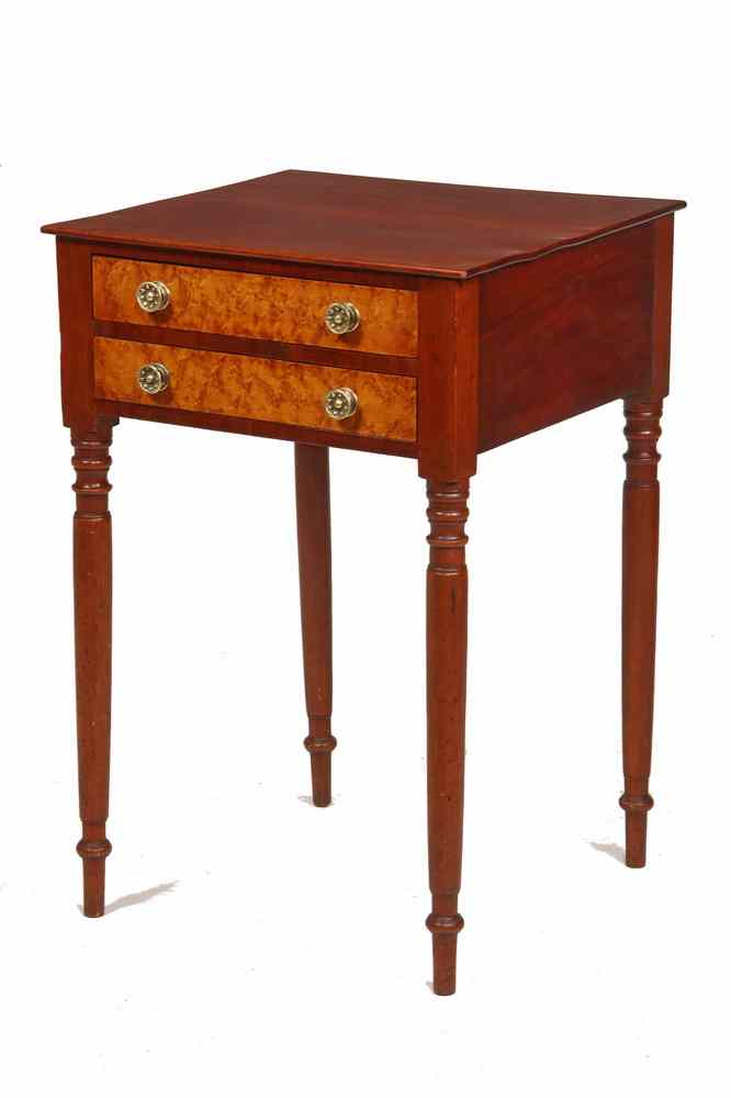 Appraisal: SHERATON TWO-DRAWER STAND - Delicate Coastal New England Sheraton Mahogany