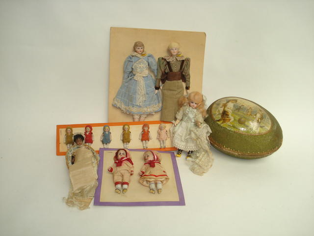 Appraisal: Hertwig Co miniature bisque dolls on original cards Including two