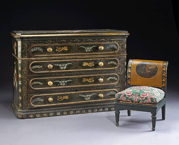 Appraisal: A suite of Spanish or Italian polychrome decorated parcel gilt