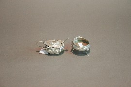 Appraisal: A Sterling silver mustard pot and spoon Birmingham maker ESB