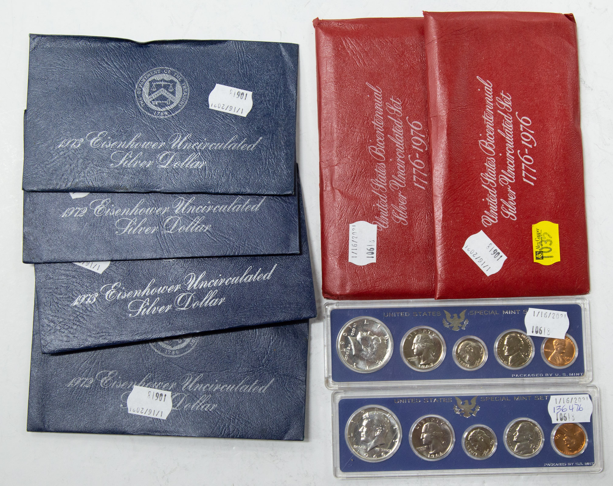 Appraisal: EIGHT SILVER SETS Four Ike Blue Packs - and -