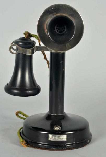 Appraisal: Federal Manual Candlestick Telephone Circa Black steel base and shaft