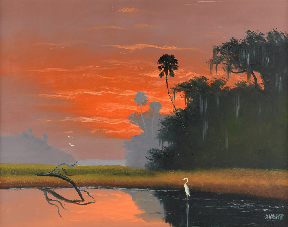 Appraisal: ROBERTS Livingston ''Castro'' American - Florida Highwaymen fire sky backwaters