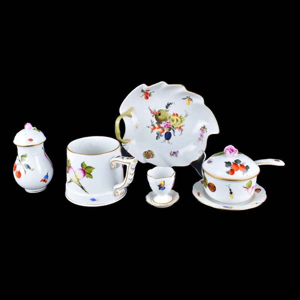 Appraisal: Herend Tableware Grouping of Five Herend Porcelain Tableware in the