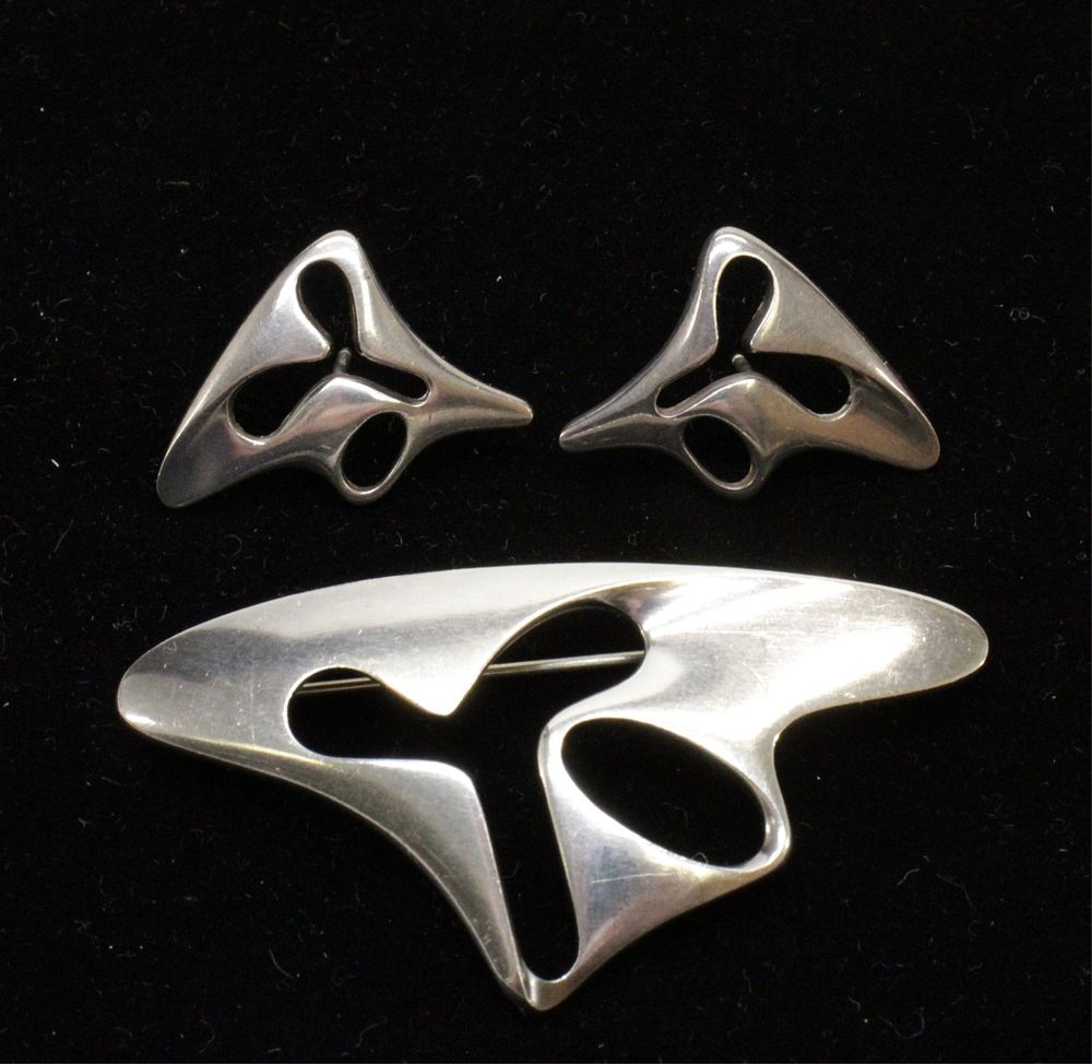 Appraisal: Georg Jensen Earrings Brooch Koppel Henning Koppel for Georg Jensen