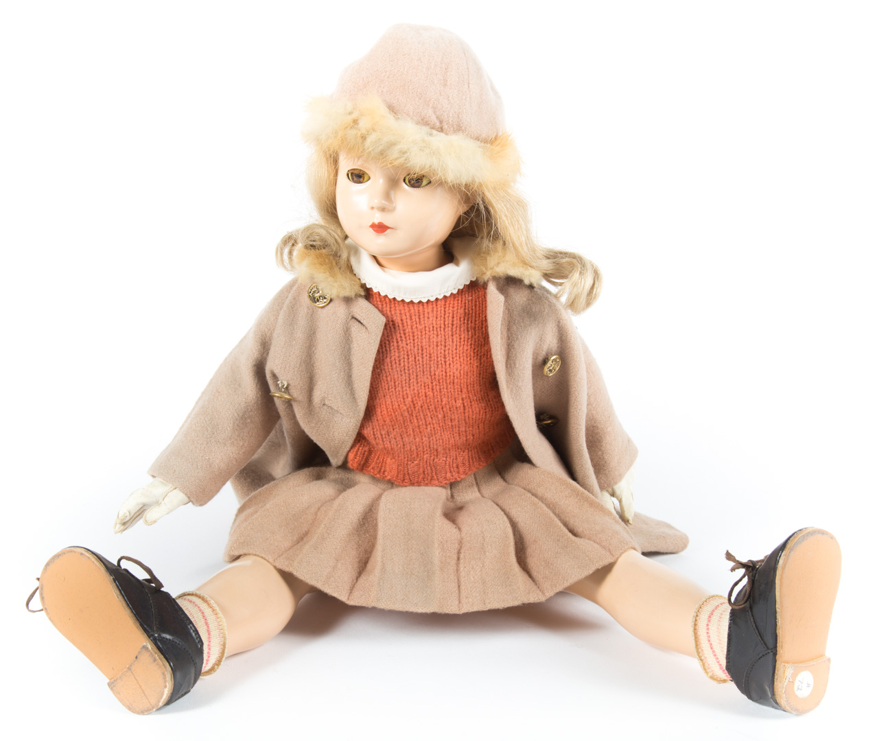 Appraisal: Effanbee fashion doll sweater and pleated skirt and coat with