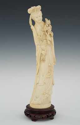 Appraisal: A Carved Ivory Quan Yin Well carved and polished with