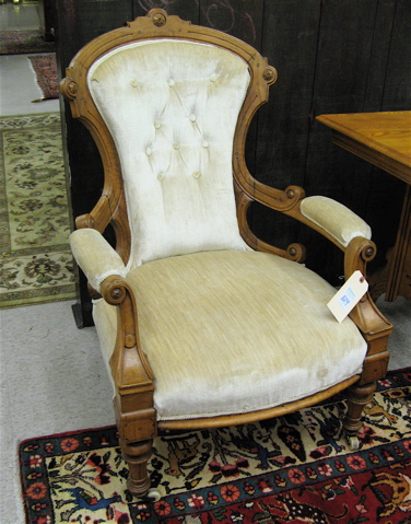 Appraisal: VICTORIAN WALNUT ARMCHAIR Louis XVI style English mid th century