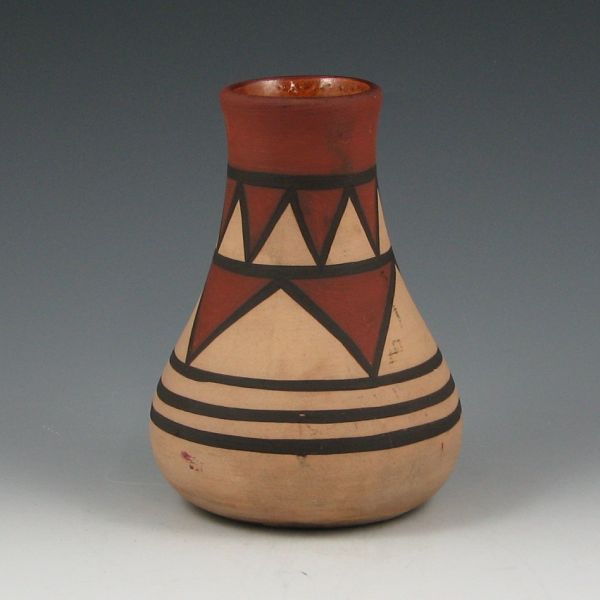 Appraisal: Owens Aborigine vase with Native American Indian styling Marked JBO