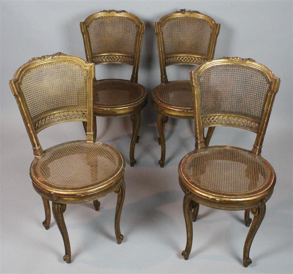 Appraisal: SET OF FOUR BRONZE GILT DECORATED CANED FRENCH PROVINCIAL STYLE