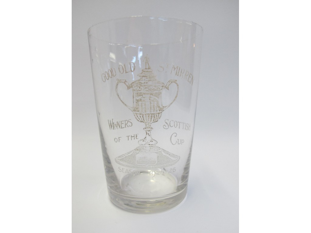 Appraisal: Glass tumbler commemorating St Mirren winning the Scottish cup -