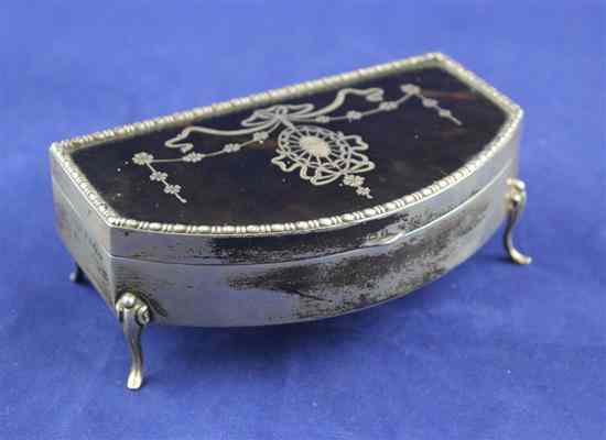 Appraisal: A George V silver and tortoiseshell pique mounted trinket box