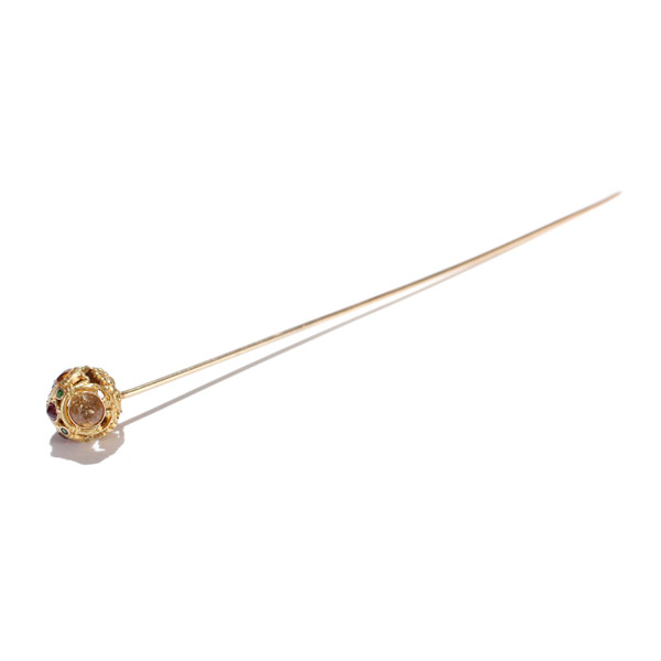 Appraisal: Antique gold multi color crystal orb hat stick pin pin