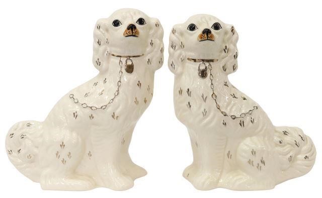 Appraisal: pair English Staffordshire mantel dogs early th c with painted