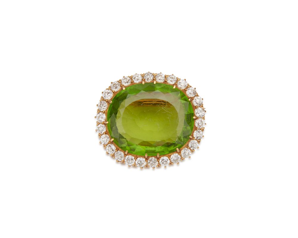 Appraisal: TIFFANY CO K Gold Peridot and Diamond Brooch TIFFANY CO