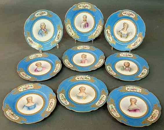 Appraisal: Set of nine Sevres porcelain plates late th c each